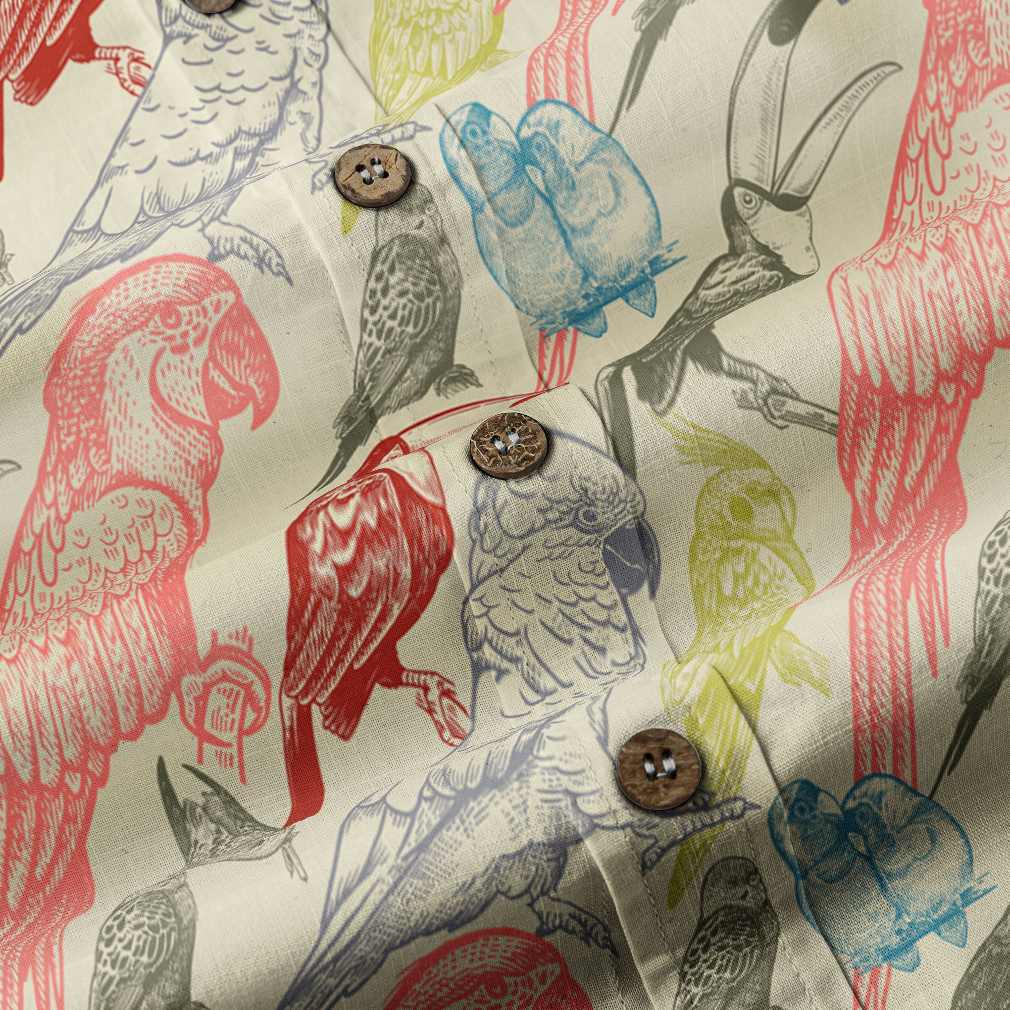 Parrot Hawaiian Long Sleeve Shirt, Tropical Hawaiian Long Shirt, Summer Hawaiian Beach Shirt - The Palmix