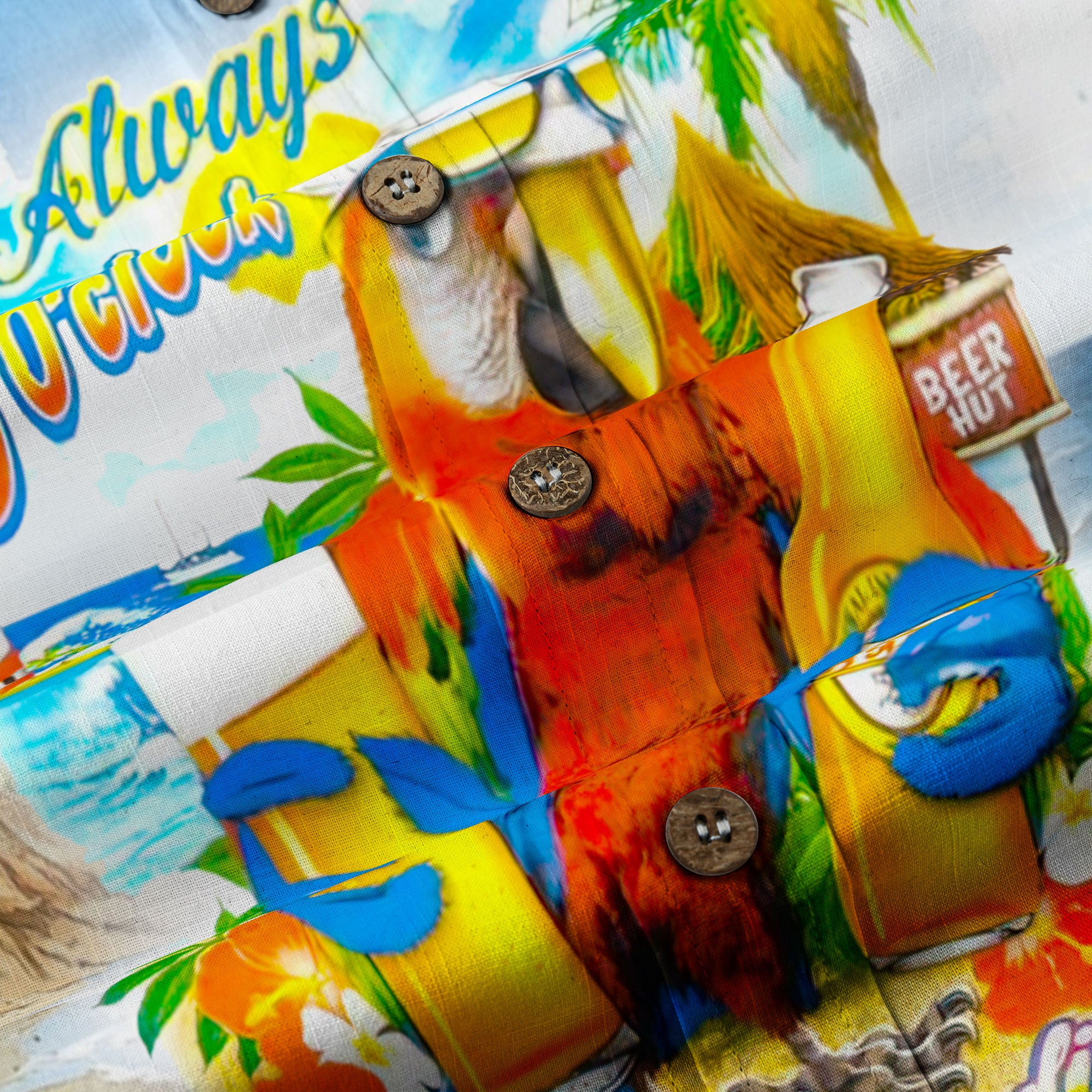 Parrot Hawaiian Long Sleeve Shirt, Parrot Summer Hawaiian Beach Long Shirt - The Palmix