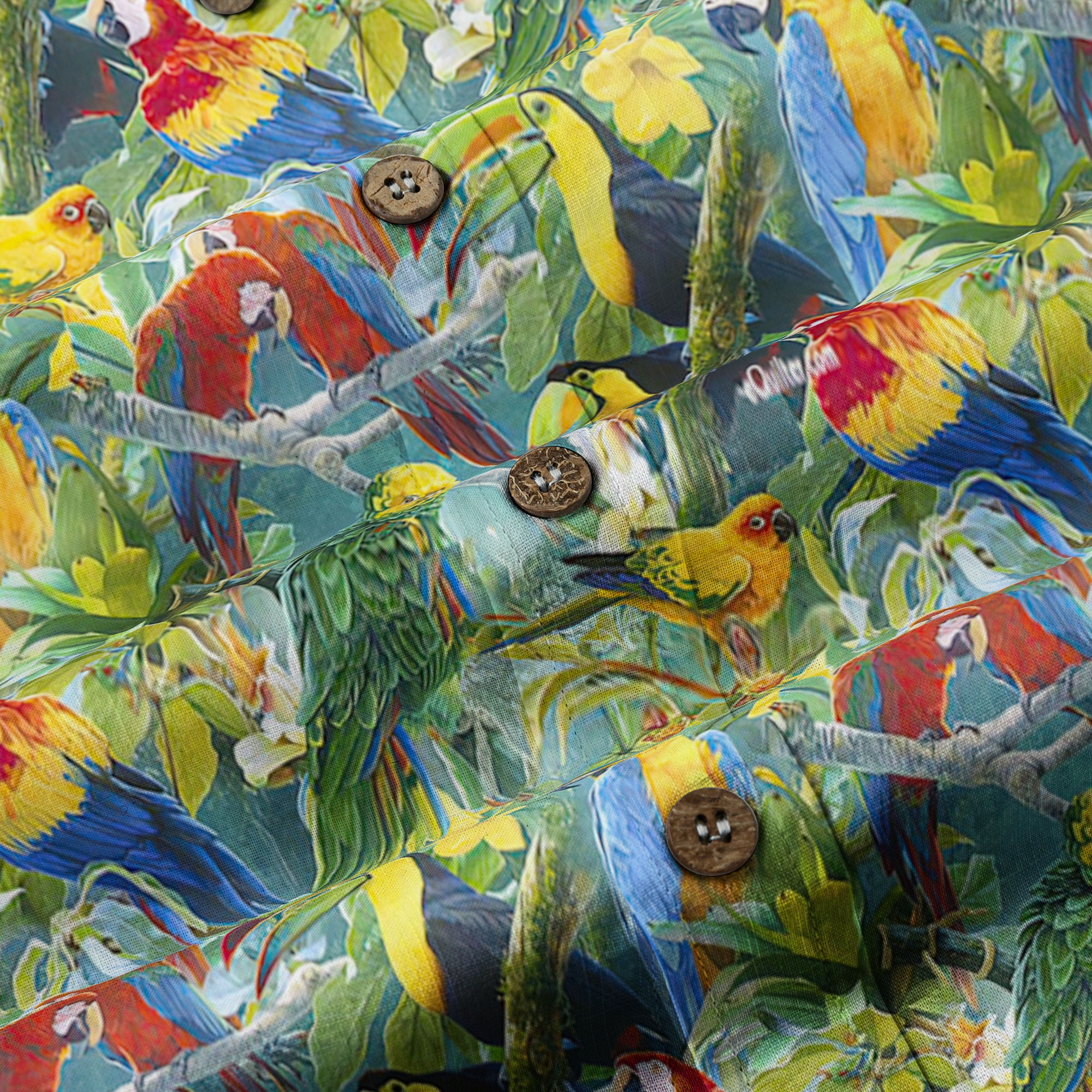 Parrot Hawaiian Long Sleeve Shirt, Tropical Hawaiian Long Shirt, Summer Hawaiian Beach Shirt - The Palmix