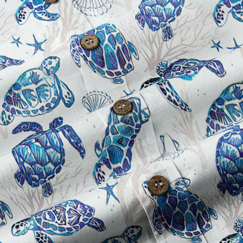 Turtle Mens Hawaiian Long Sleeve Shirt, Turtle Casual Button Down Long Sleeve - The Palmix