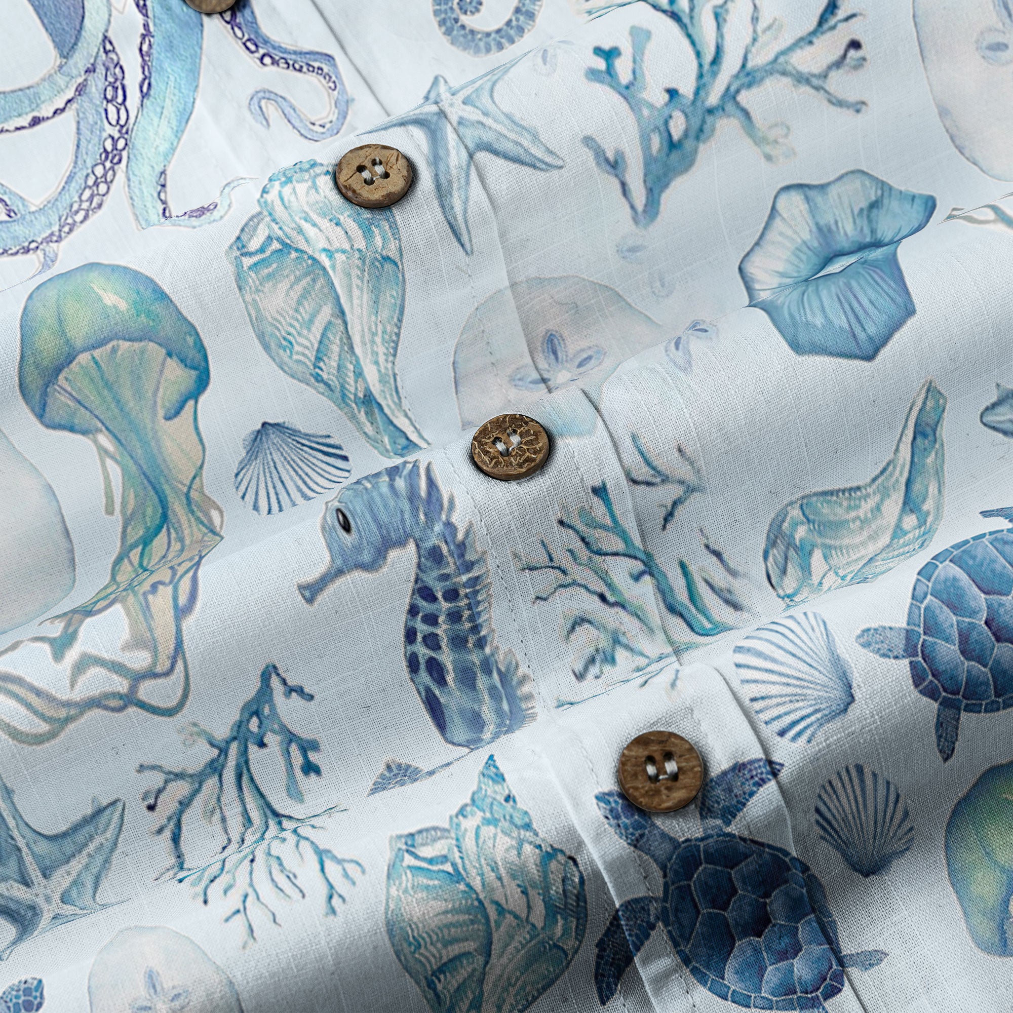 Turtle Hawaiian Long Sleeve Shirt for Men, Ocean Hawaiian Long Shirt - The Palmix