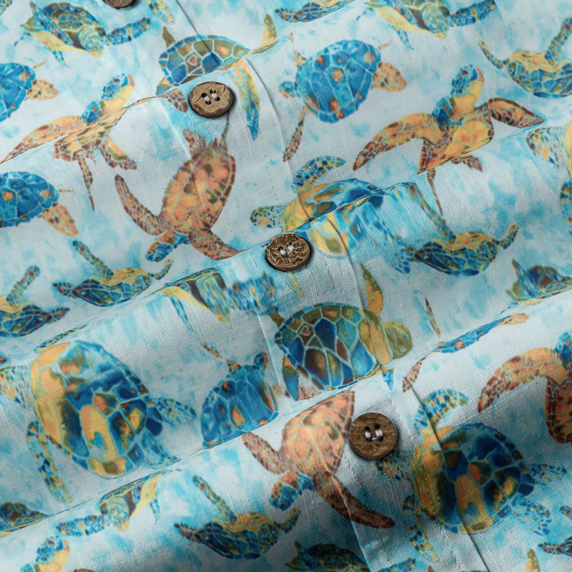 Turtle Hawaiian Long Sleeve Shirt for Men, Ocean Hawaiian Long Shirt - The Palmix