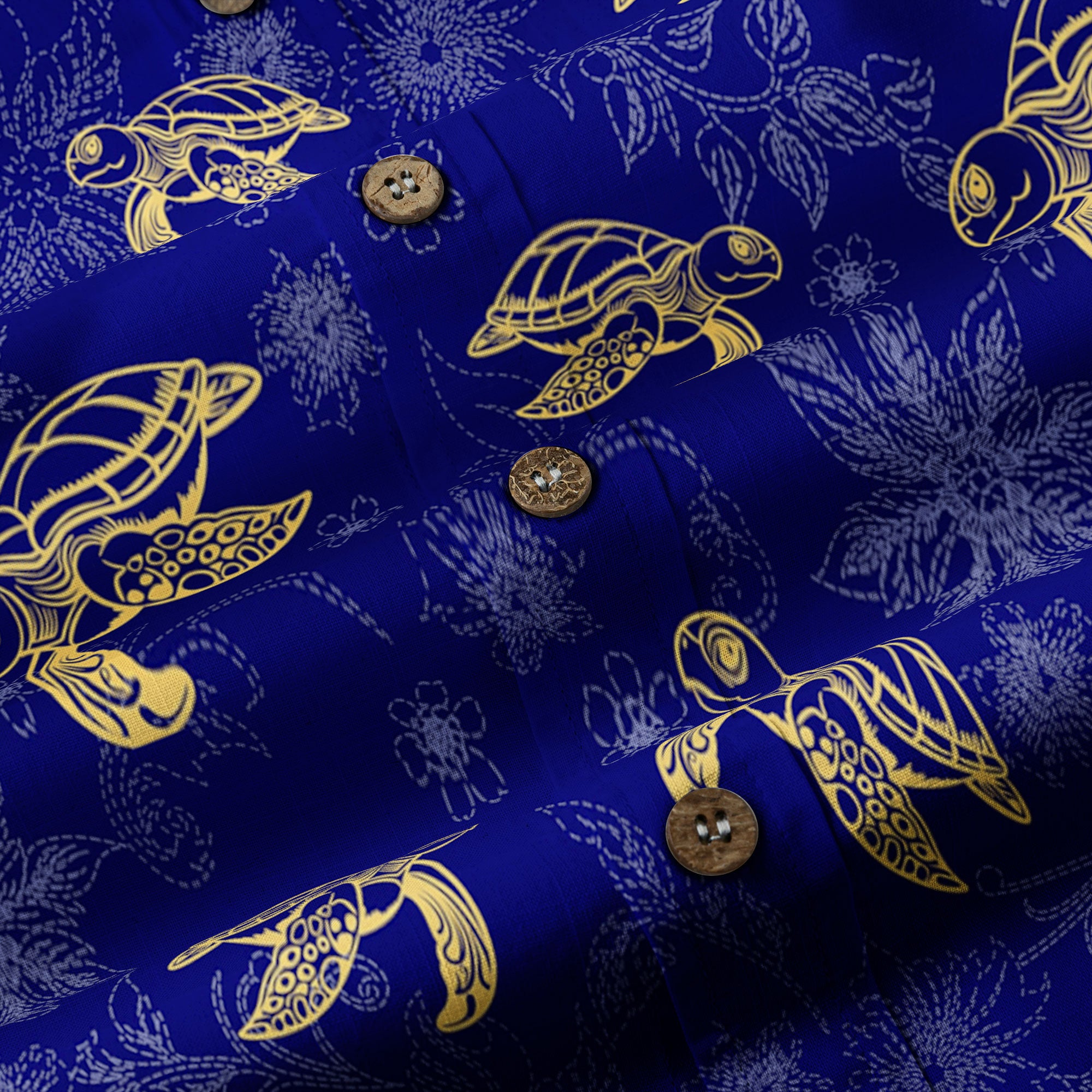 Turtle Hawaiian Long Sleeve Shirt for Men, Ocean Hawaiian Long Shirt - The Palmix
