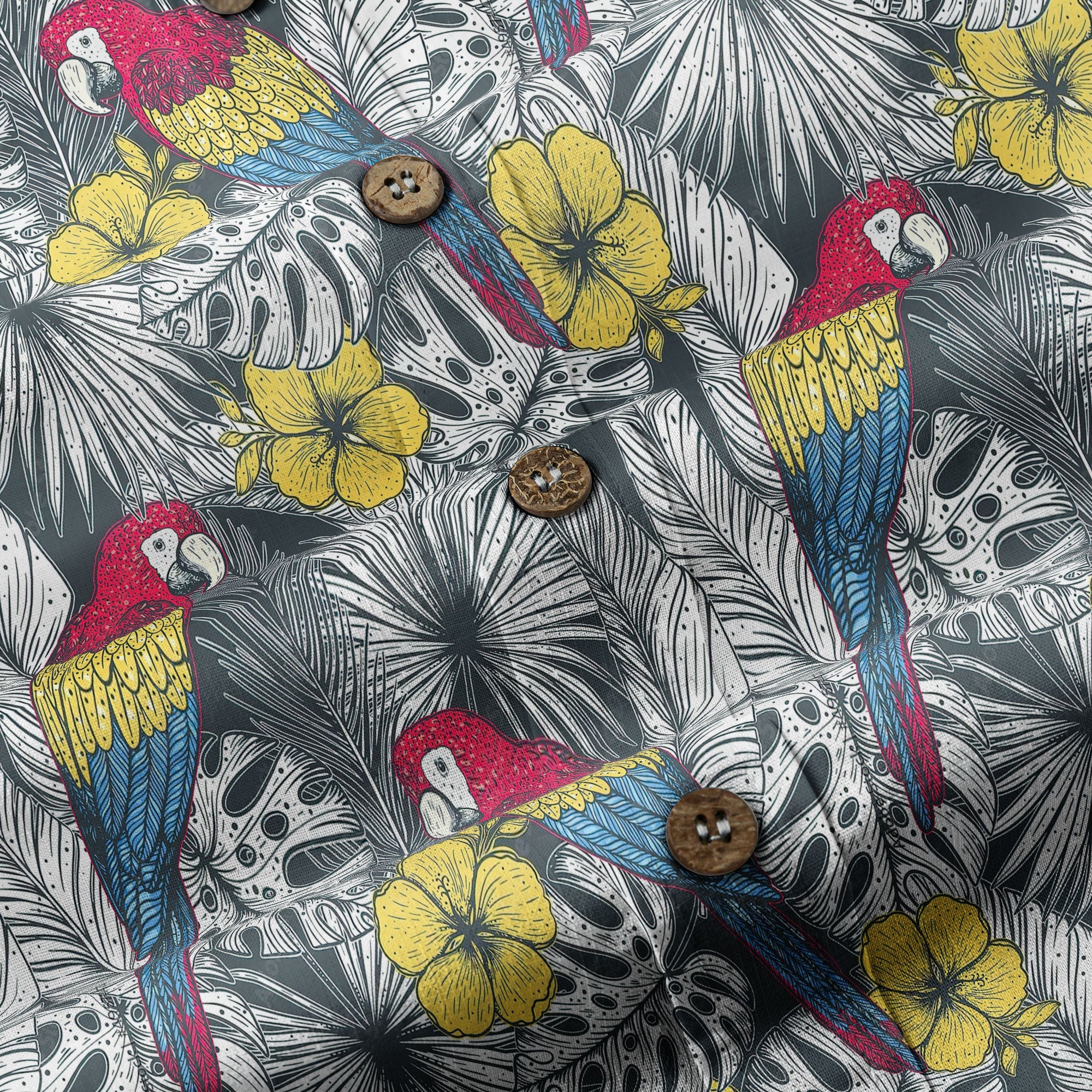 Floral Parrot Summer Beach Hawaiian Shirt, Colorful Parrot Pattern Hawaii Shirt - The Palmix