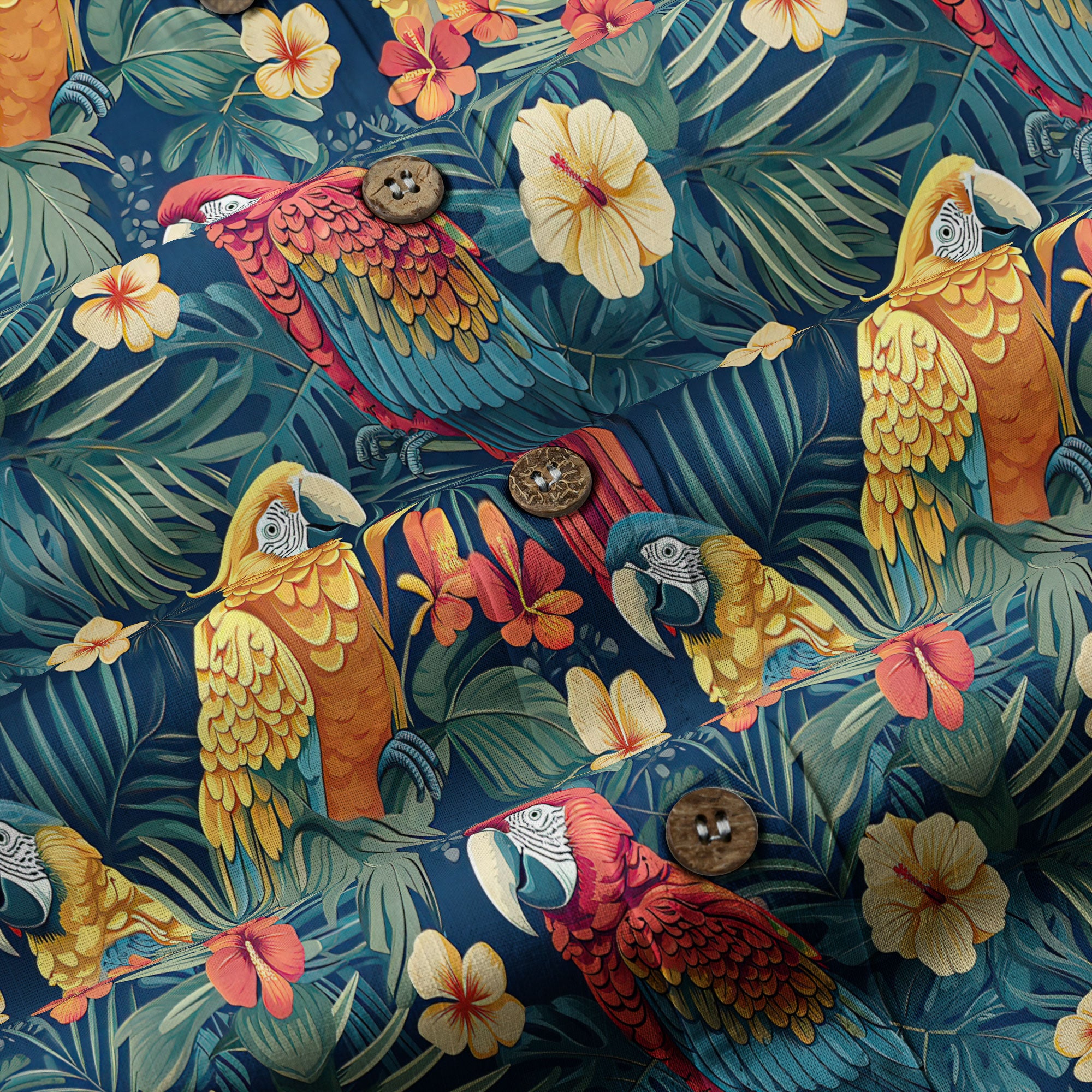 Floral Parrot Summer Beach Hawaiian Shirt, Colorful Parrot Pattern Hawaii Shirt - The Palmix