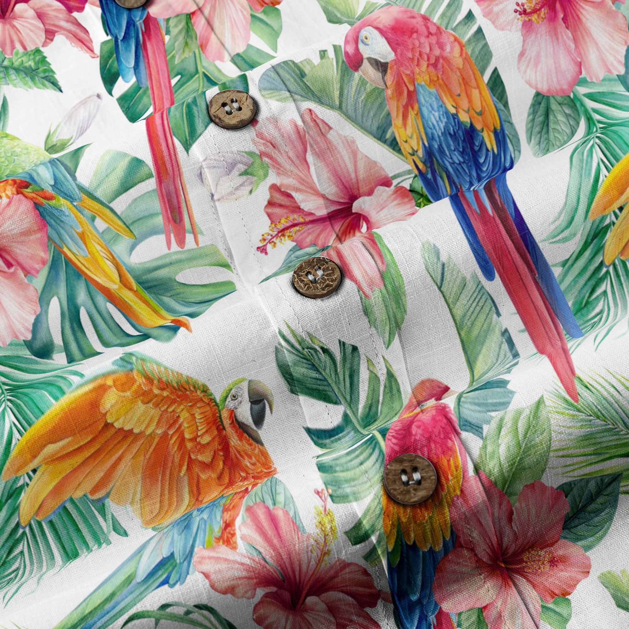 Floral Parrot Summer Beach Hawaiian Shirt, Colorful Parrot Pattern Hawaii Shirt - The Palmix
