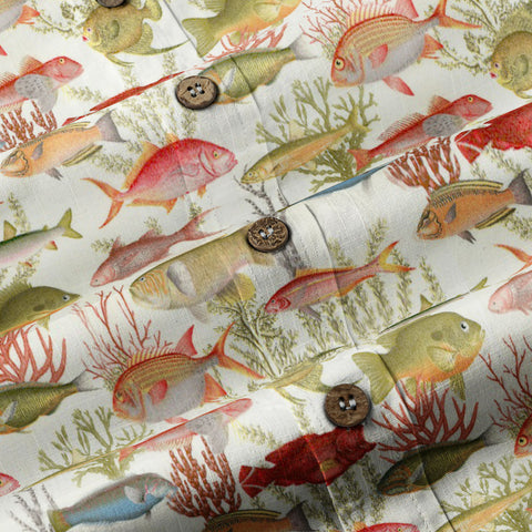 Sea Ocean Fish Women's Hawaiian Shirt, Sea Ocean Fish Print - The Palmix