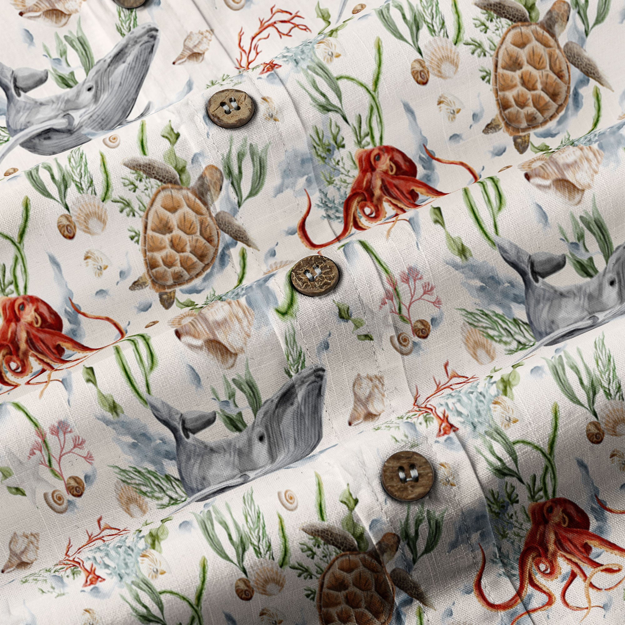 Sea Ocean Fish Women's Hawaiian Shirt, Sea Ocean Fish Print - The Palmix