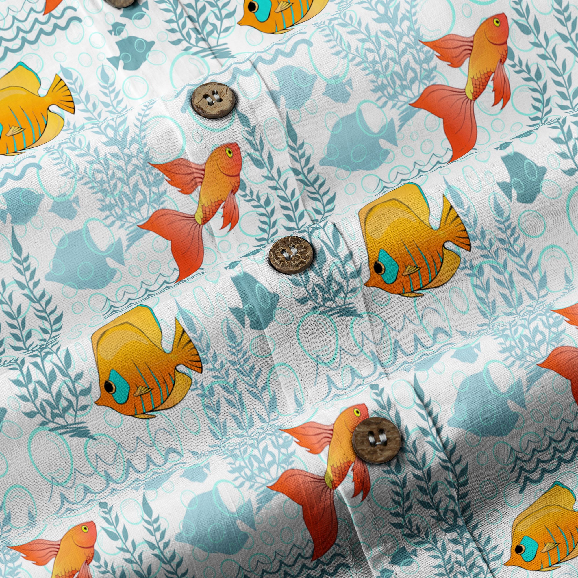Sea Ocean Fish Women's Hawaiian Shirt, Sea Ocean Fish Print - The Palmix