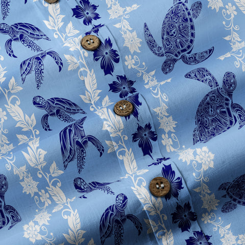 Ocean Animals Women's Hawaiian Shirt, Ocean Theme Hawaiian Print - The Palmix