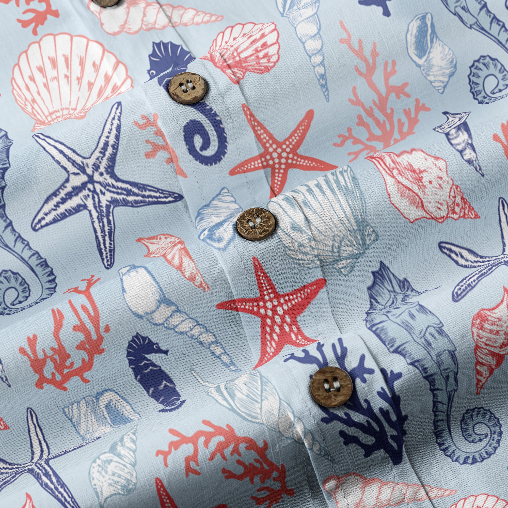 Ocean Animals Women's Hawaiian Shirt, Ocean Theme Hawaiian Print - The Palmix