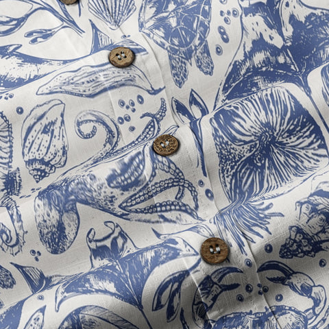 Ocean Animal Pattern Hawaii Shirt, Turtle Hawaiian Shirt for Men Women - The Palmix