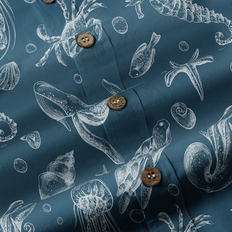 Sea Shells Animal Pattern Hawaii Shirt, Turtle Sea Shells Hawaiian Shirt for Men Women - The Palmix