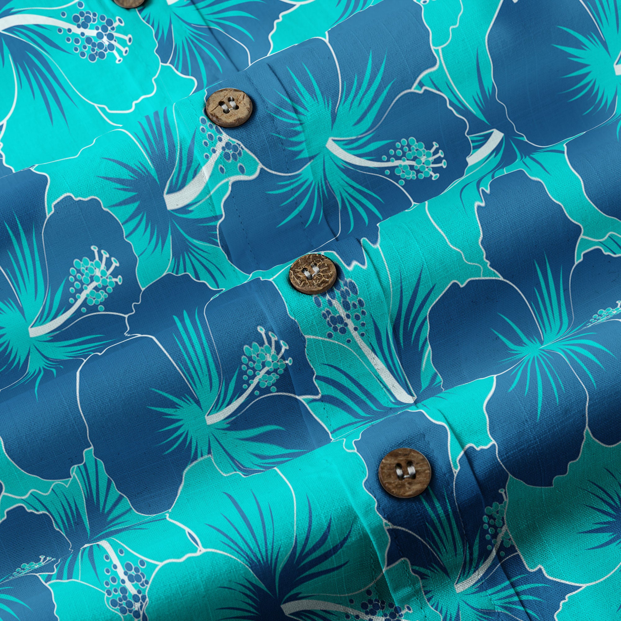 Hibiscus Floral Pattern Hawaii Shirt, Palm Leaves Summer Beach Shirt - The Palmix