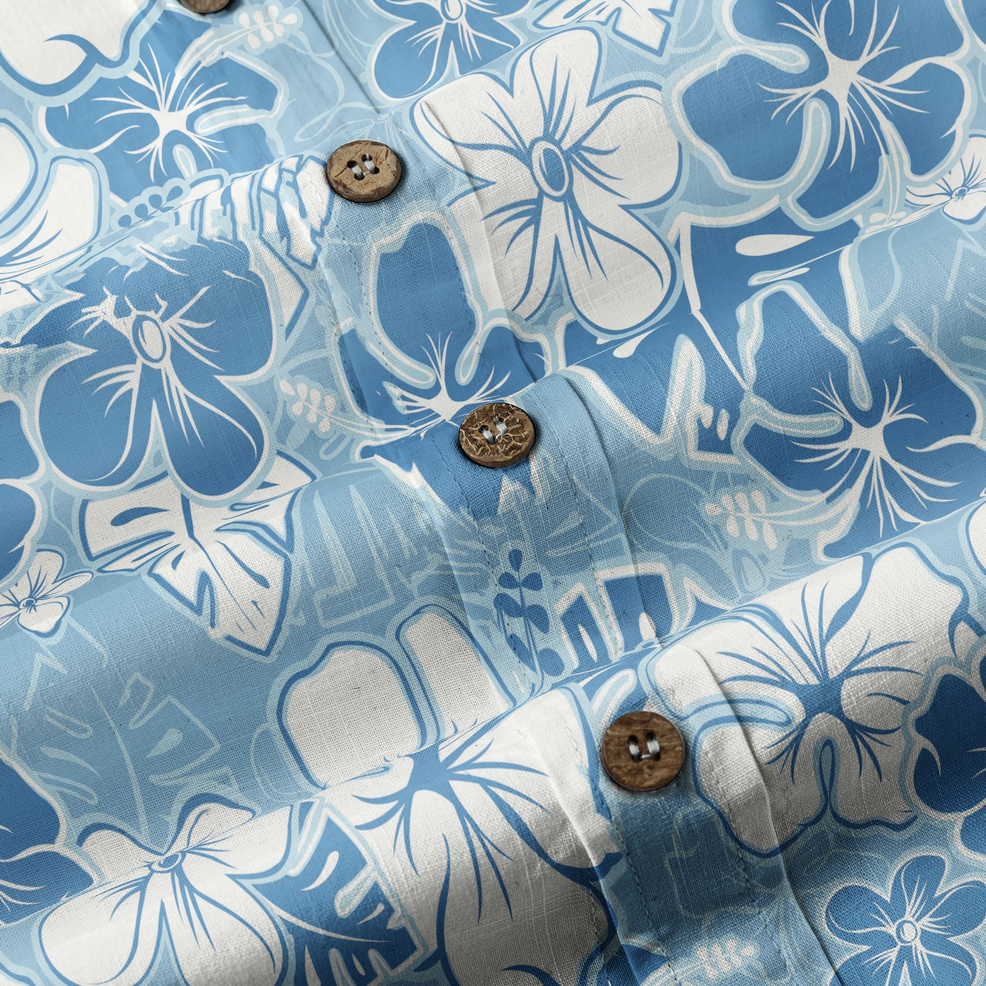 Hibiscus Floral Pattern Hawaiian Button Up Long Sleeve Shirt, Sea Hawaii Shirt - The Palmix