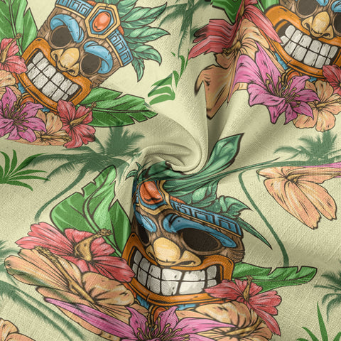 Gods Tiki Pattern Hawaii Long Sleeve Shirt - The Palmix