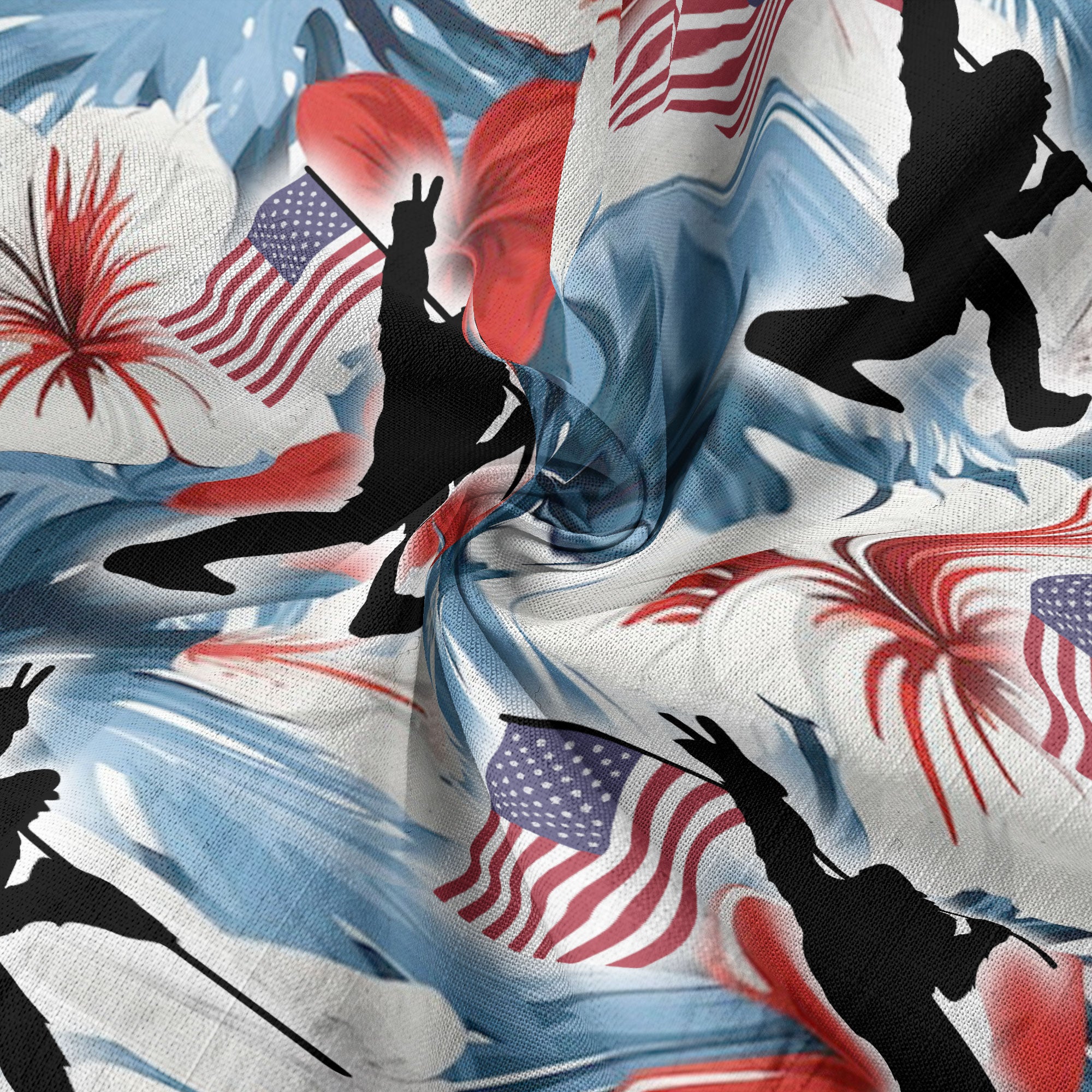 Bigfoot American Flag 4th of July Hawaiian Shirt, Bigfoot Aloha Shirt, Amazing Bigfoot Button Up Shirt - The Palmix