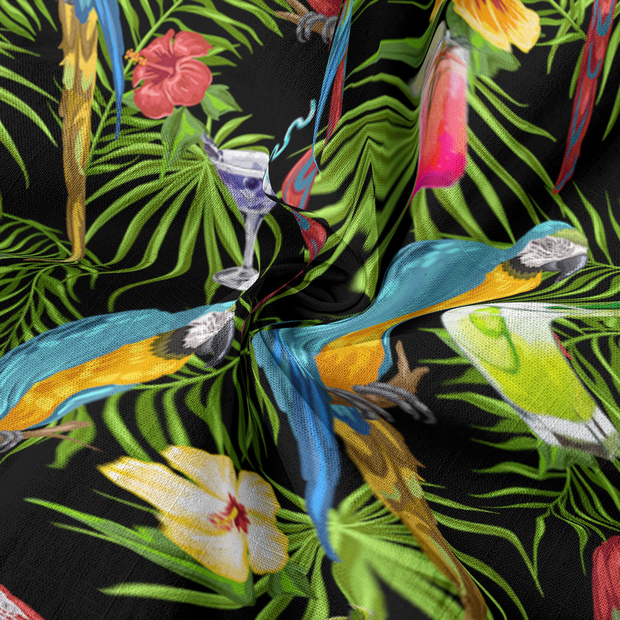Parrot Hawaiian Long Sleeve Shirt, Tropical Hawaiian Long Shirt, Summer Hawaiian Beach Shirt - The Palmix