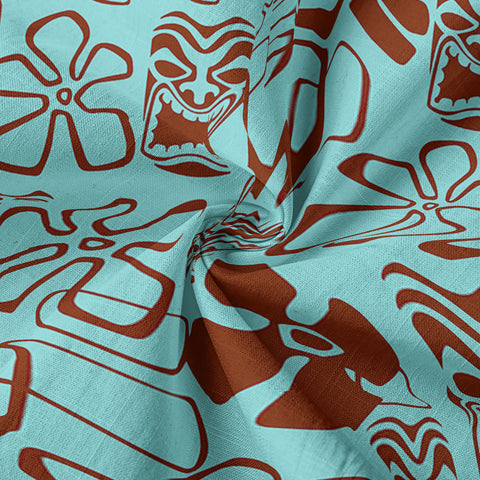 Tiki Mask Pattern Hawaiian Shirt, Floral Pattern Shirt - The Palmix