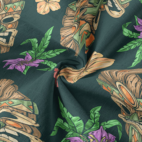 Tiki Mask Pattern Hawaiian Shirt, Aloha Floral Pattern Shirt for Summer - The Palmix