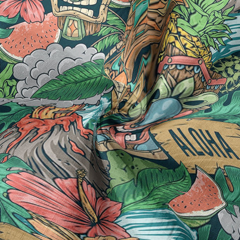 Tiki Mask Pattern Hawaiian Shirt, Aloha Floral Pattern Shirt for Summer - The Palmix