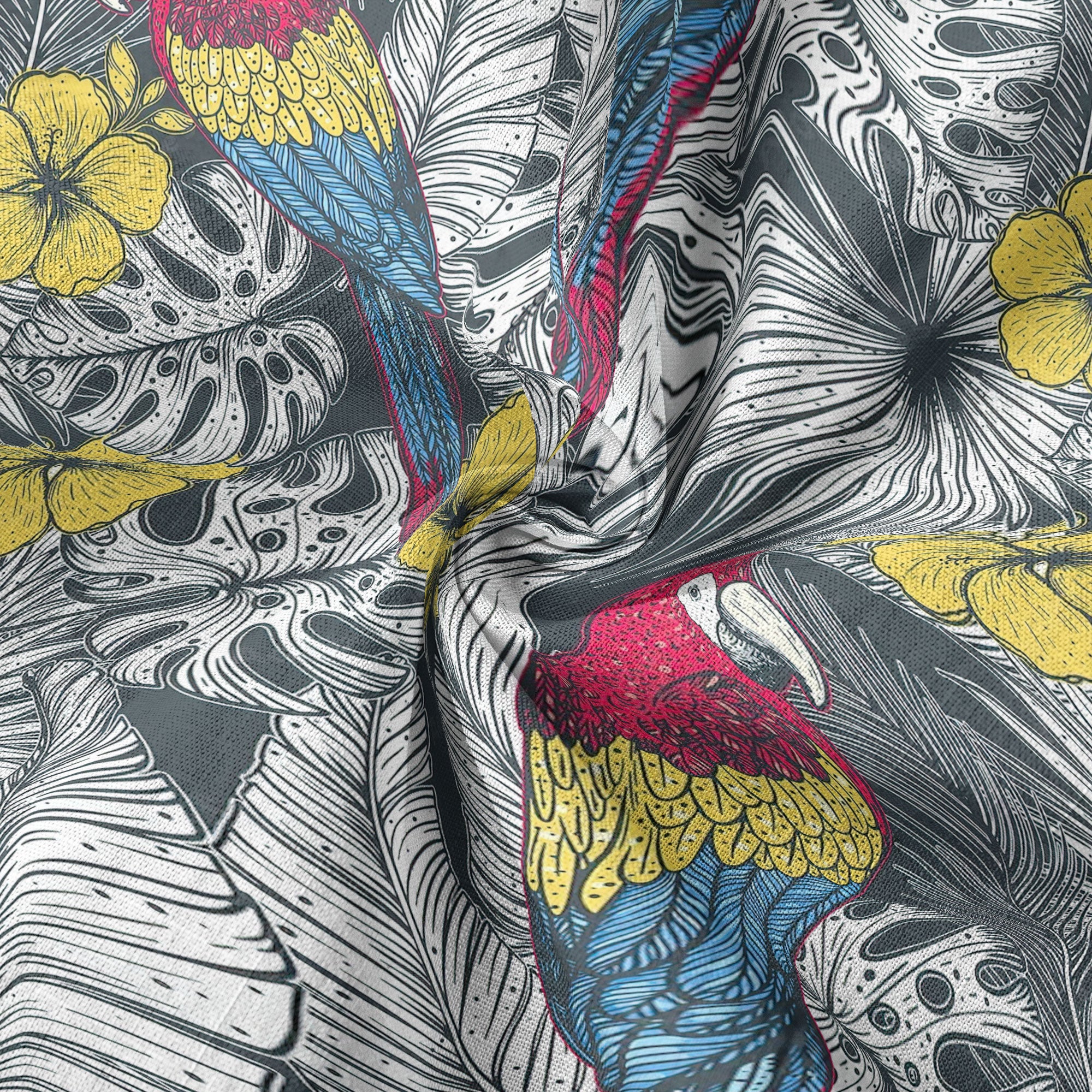 Floral Parrot Summer Beach Hawaiian Shirt, Colorful Parrot Pattern Hawaii Shirt - The Palmix