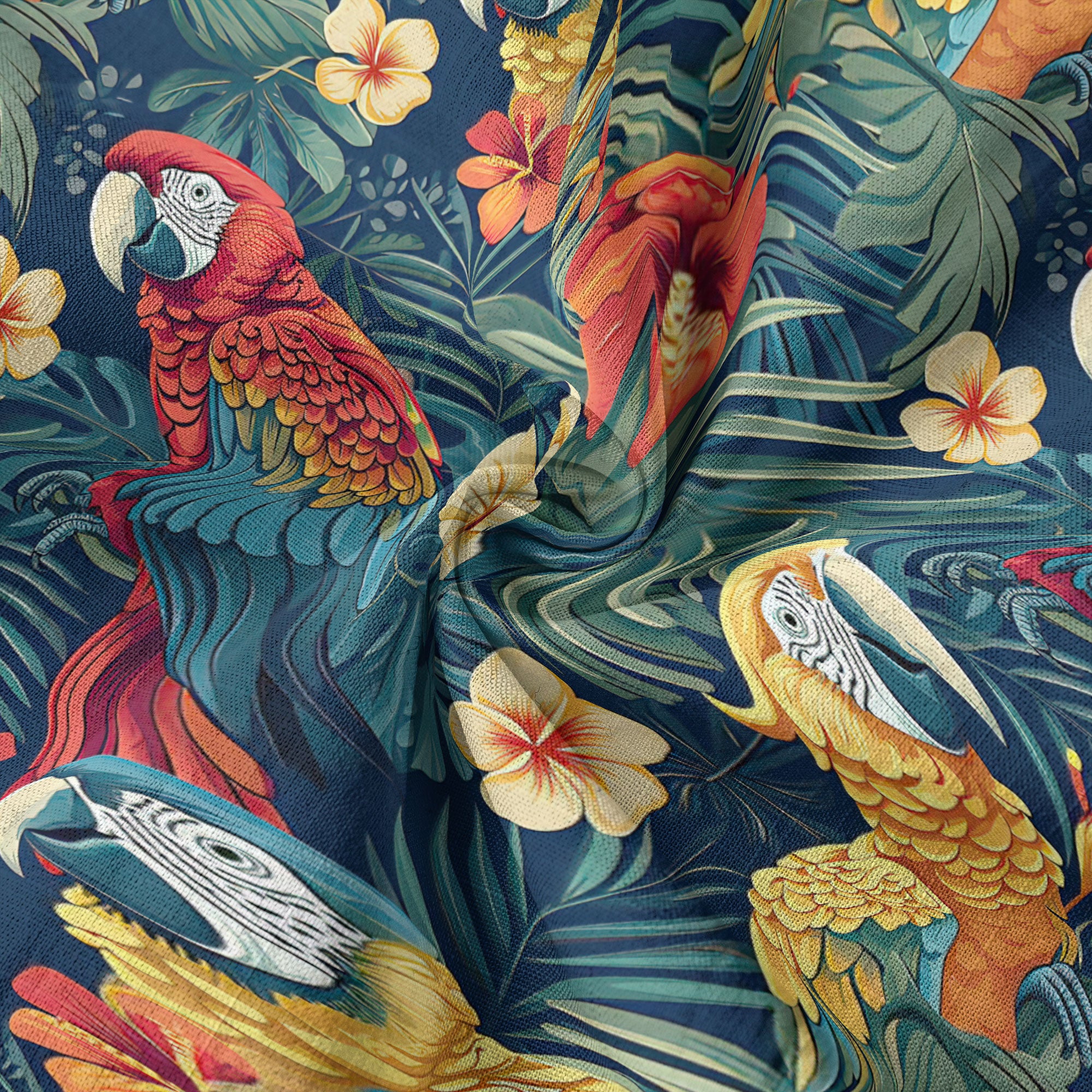 Floral Parrot Summer Beach Hawaiian Shirt, Colorful Parrot Pattern Hawaii Shirt - The Palmix