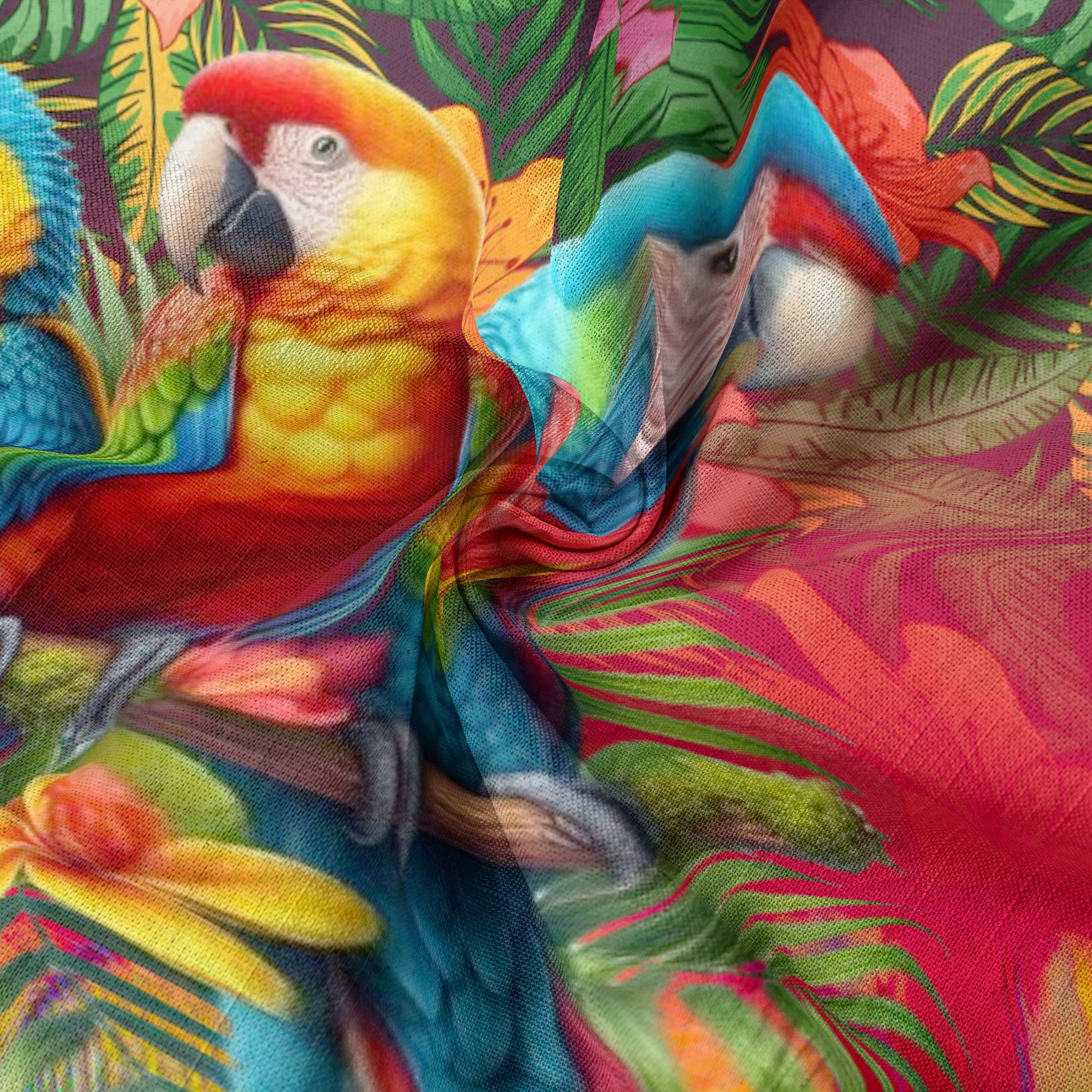 Tropical Parrot Summer Hawaiian Button Down Shirt, Parrot Flowers Pattern Hawaii Shirt - The Palmix