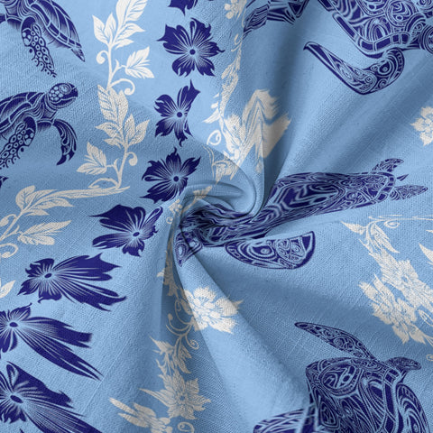 Ocean Animals Women's Hawaiian Shirt, Ocean Theme Hawaiian Print - The Palmix