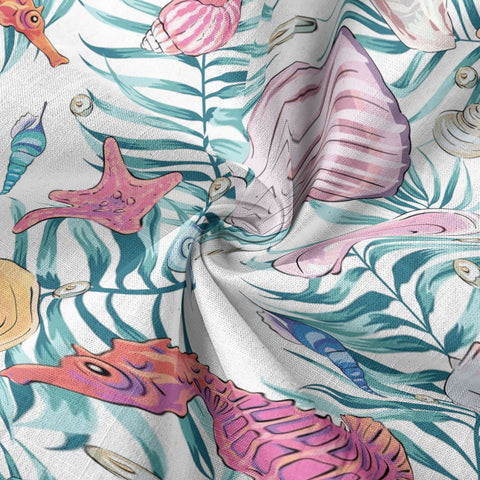 Ocean Animals Women's Hawaiian Shirt, Ocean Theme Hawaiian Print - The Palmix