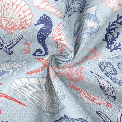 Ocean Animals Women's Hawaiian Shirt, Ocean Theme Hawaiian Print - The Palmix