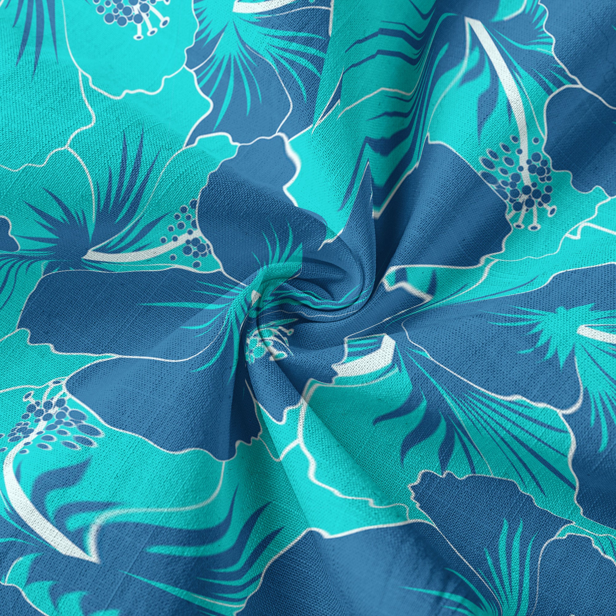 Hibiscus Floral Pattern Hawaii Shirt, Palm Leaves Summer Beach Shirt - The Palmix