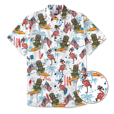 Tiki Mask Independence Day - Cotton Hawaii Shirt