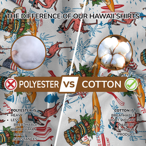 Tiki Mask USA Flag Independence Day  - Cotton Hawaii Shirt