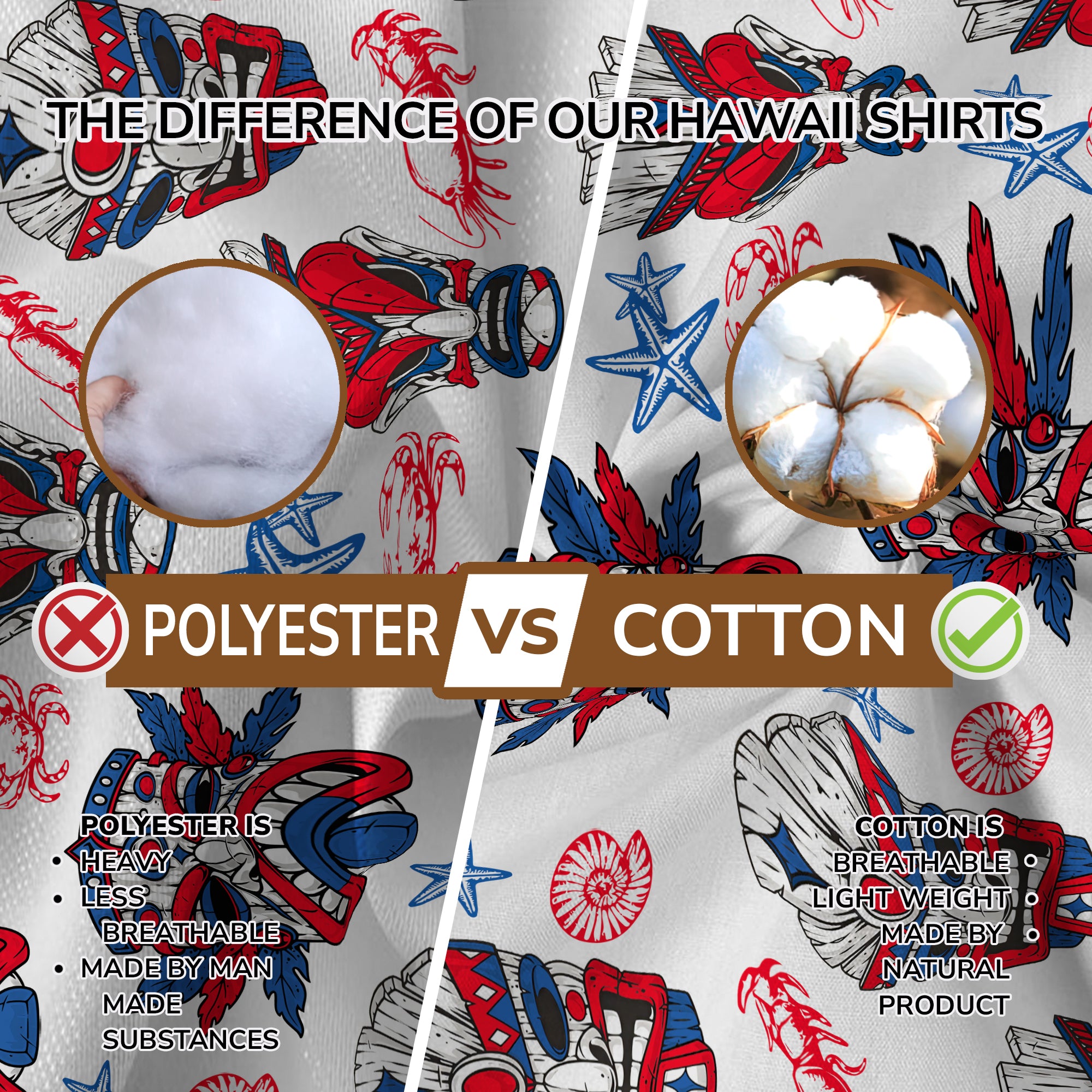Tiki Mask US Flag Independence Day  - Cotton Hawaii Shirt