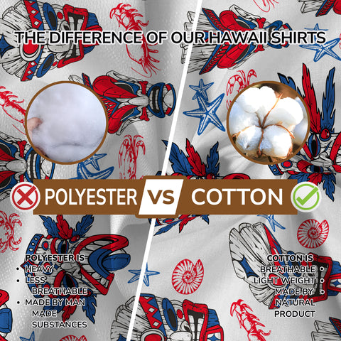 Tiki Mask US Flag Independence Day  - Cotton Hawaii Shirt