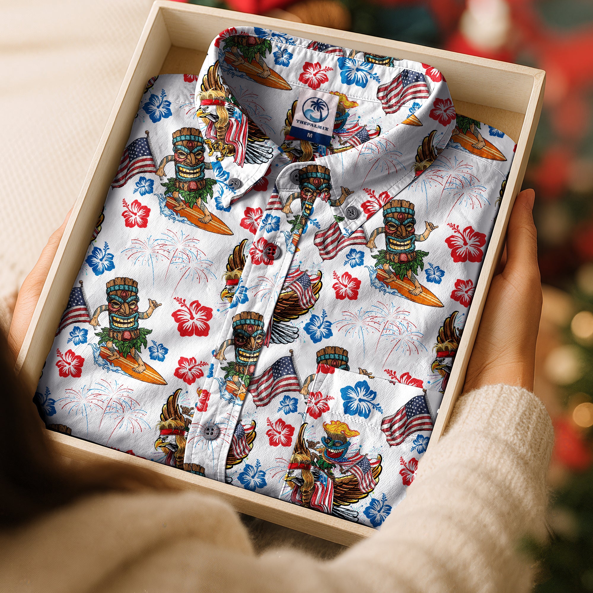 Tiki Mask Independence Day - Cotton Hawaii Shirt