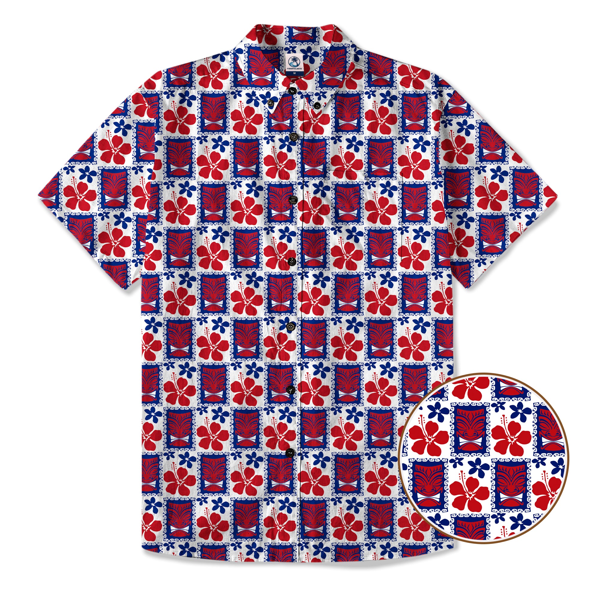 Tiki US Flag Independence Day  - Cotton Hawaii Shirt