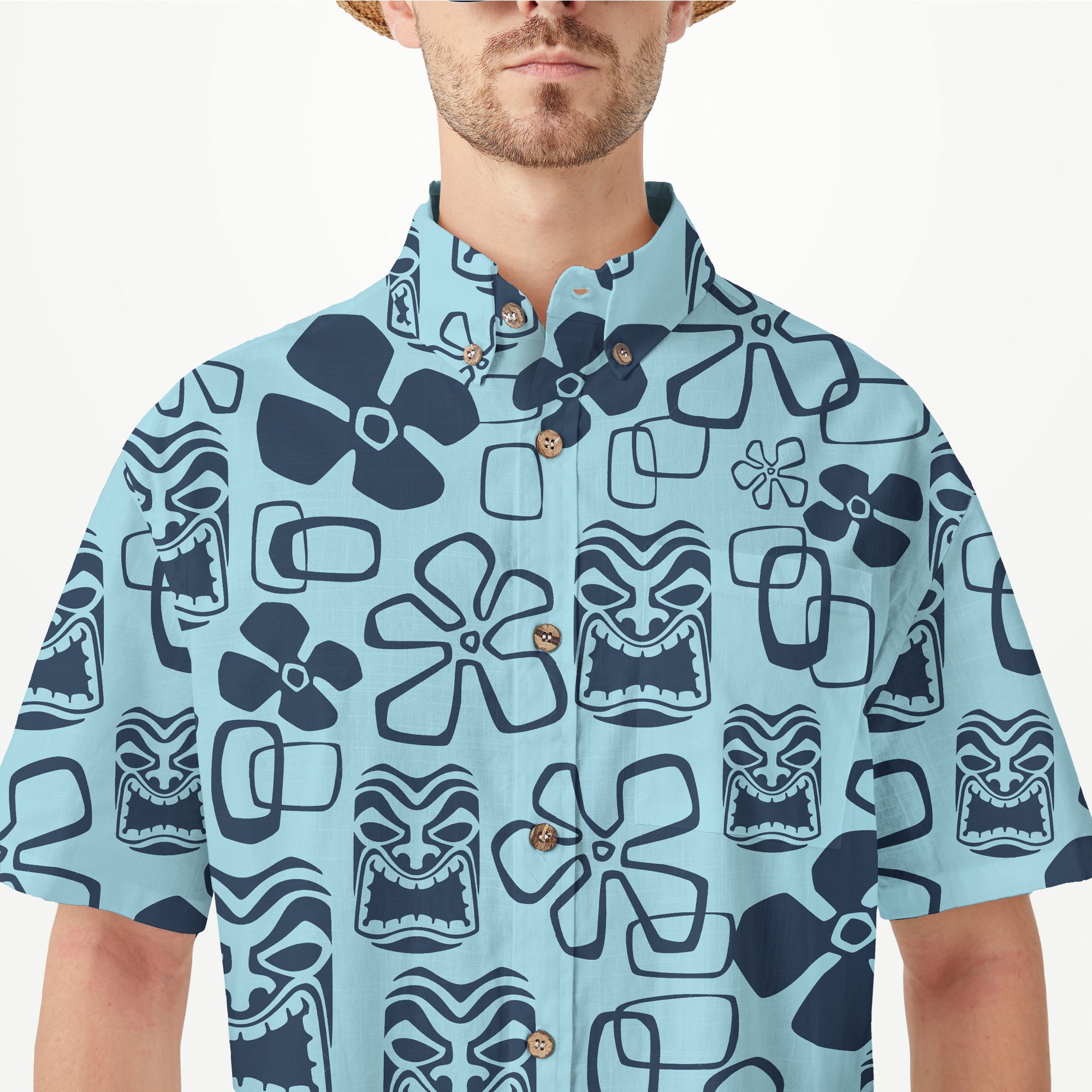 Tiki Mask Hawaii Shirt, Aloha Tiki Mask Pattern Hawaii Shirt