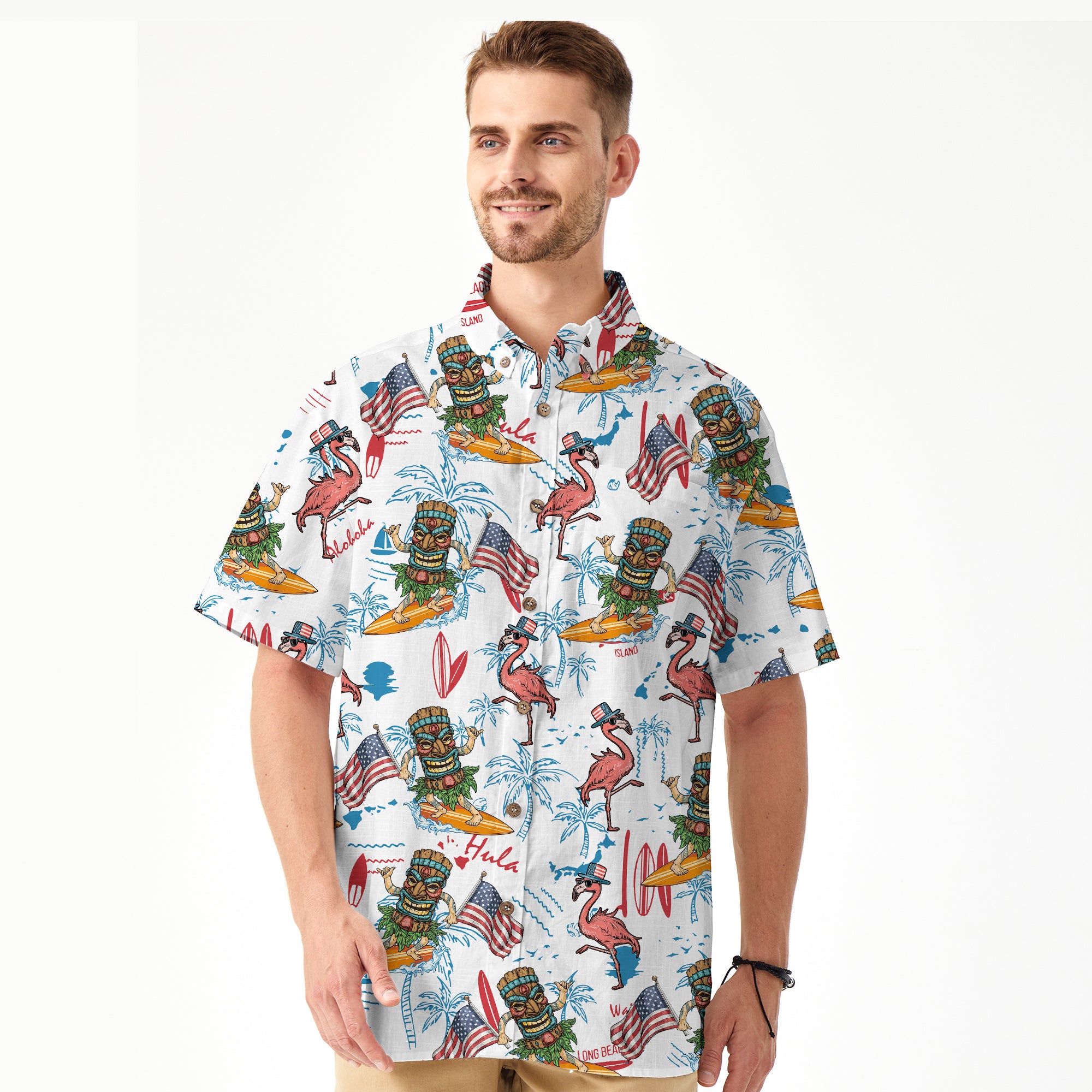 Tiki Mask Independence Day - Cotton Hawaii Shirt