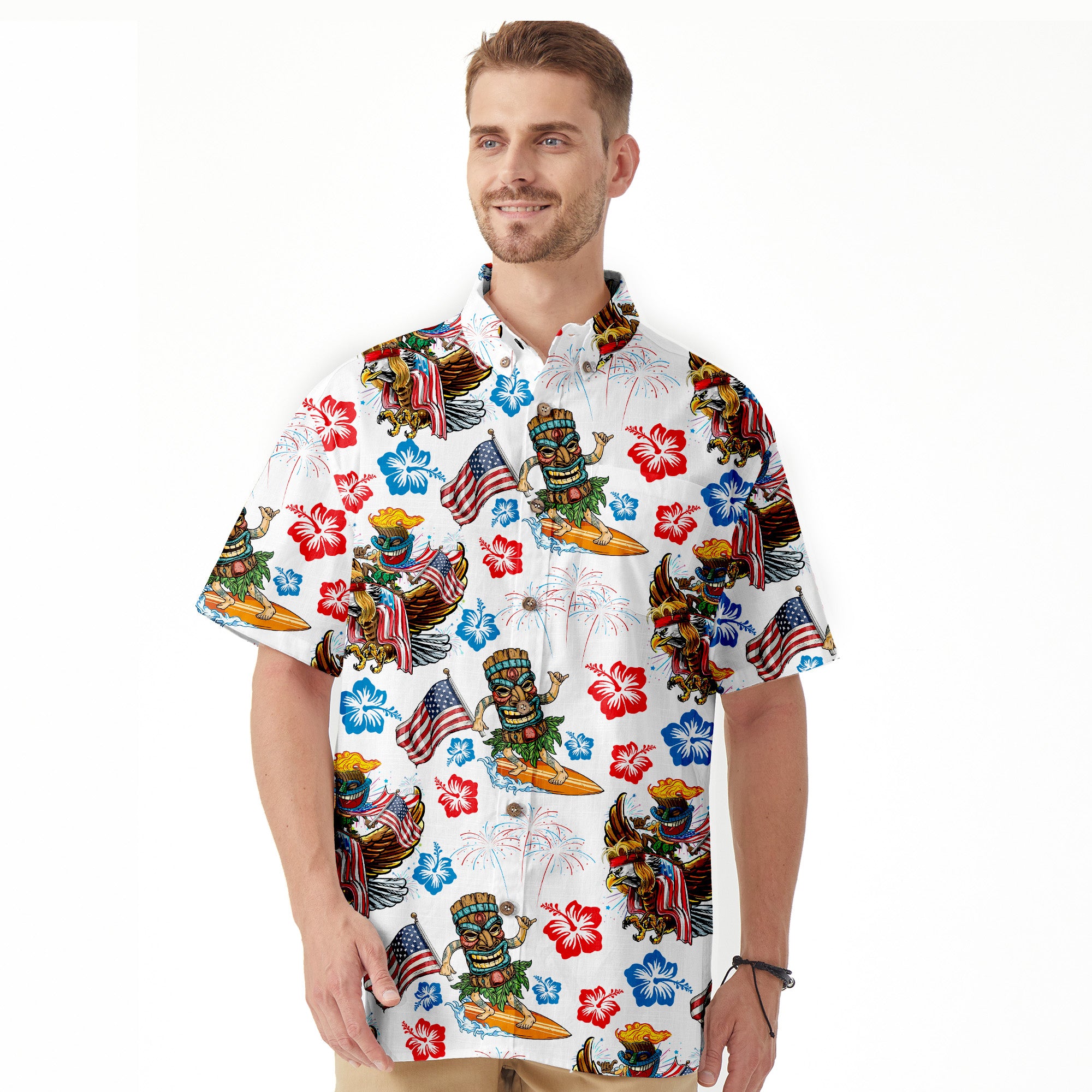 Tiki Mask Independence Day - Cotton Hawaii Shirt