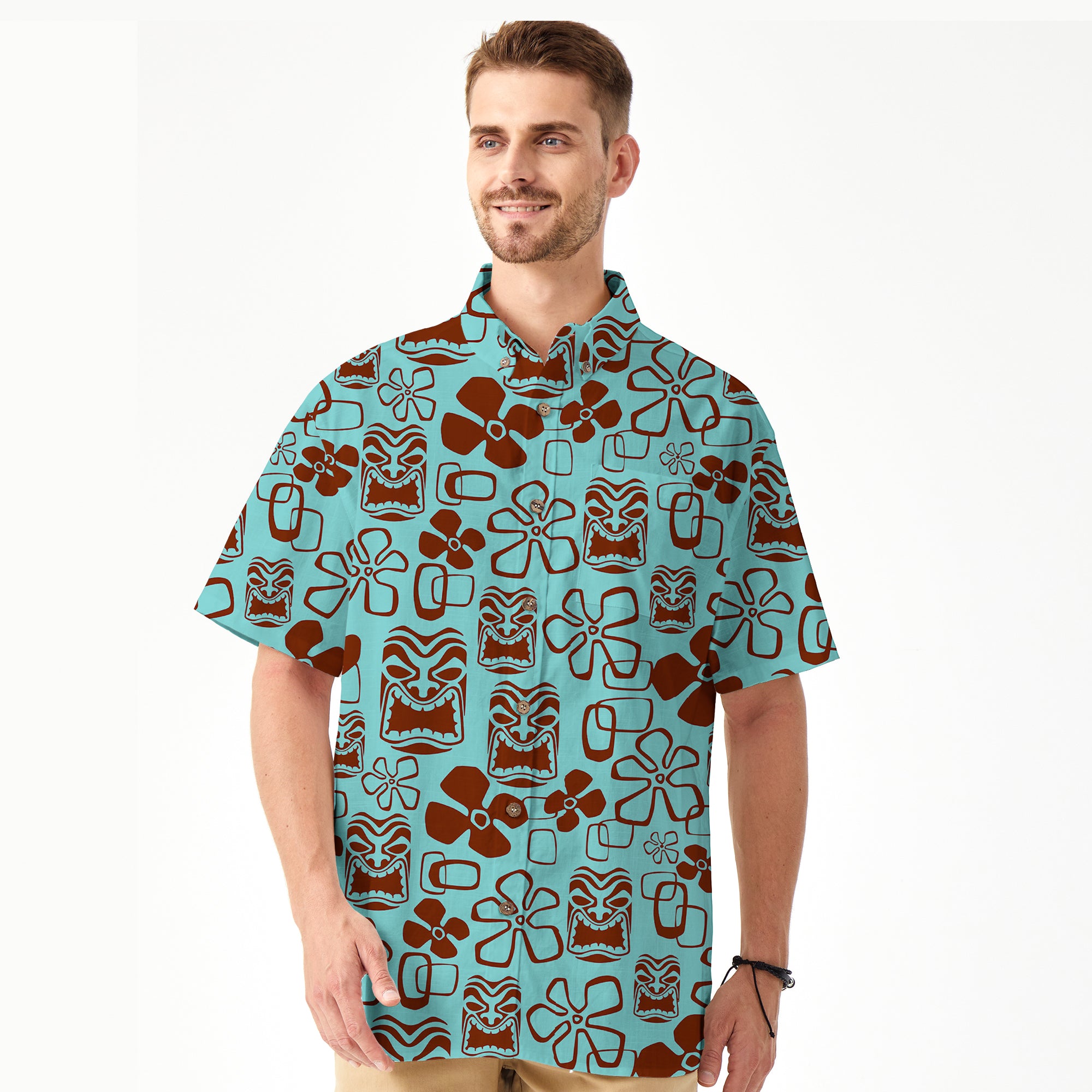 Tiki Mask Hawaii Shirt, Aloha Tiki Mask Pattern Hawaii Shirt