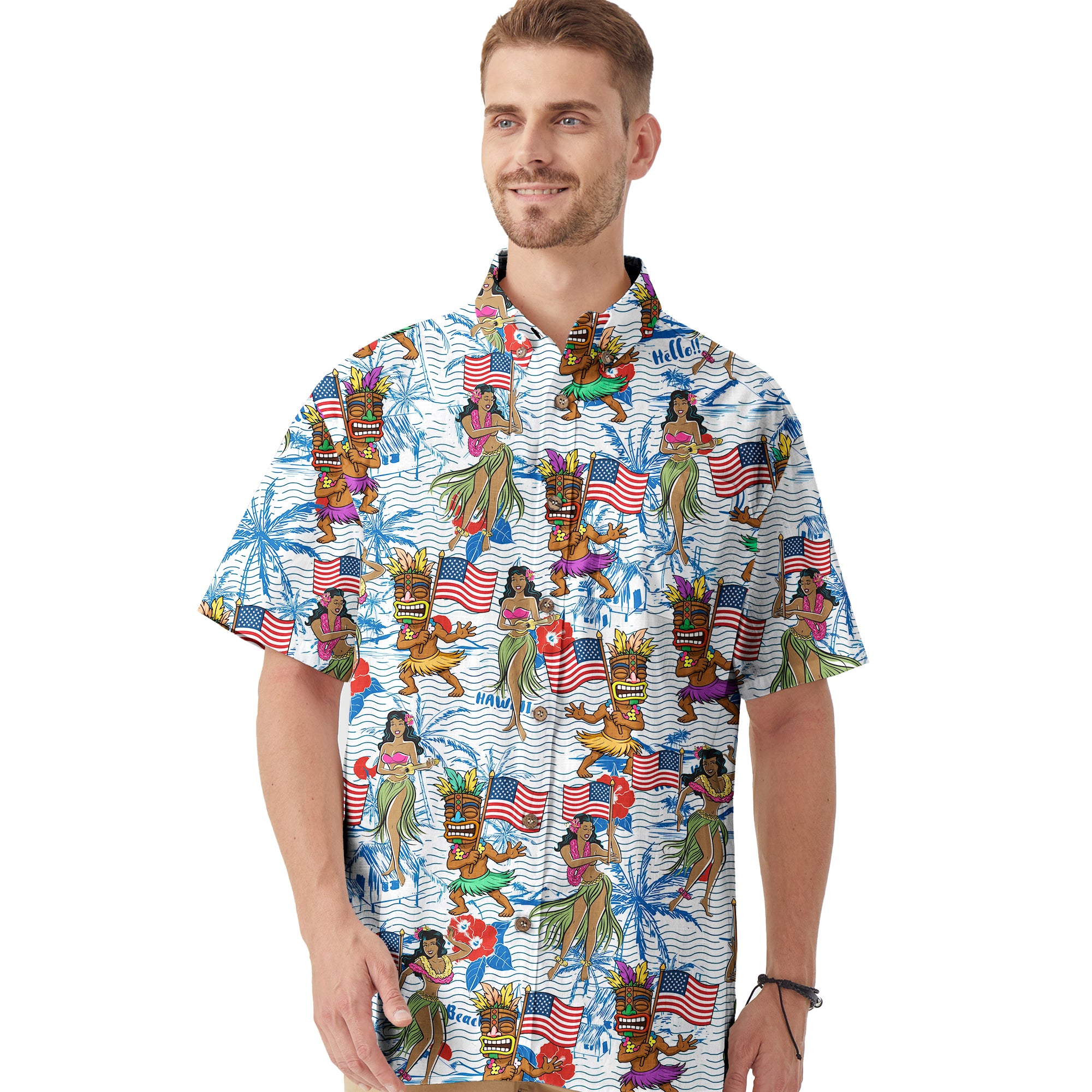 Tiki Mask Independence Day - Cotton Hawaii Shirt