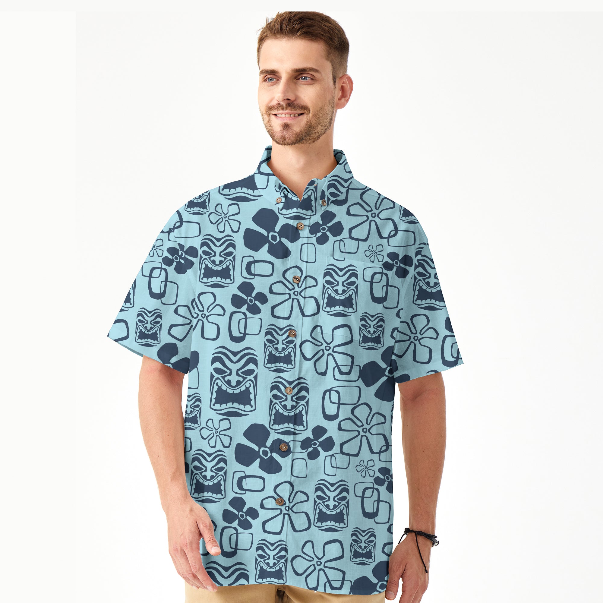 Tiki Mask Hawaii Shirt, Aloha Tiki Mask Pattern Hawaii Shirt