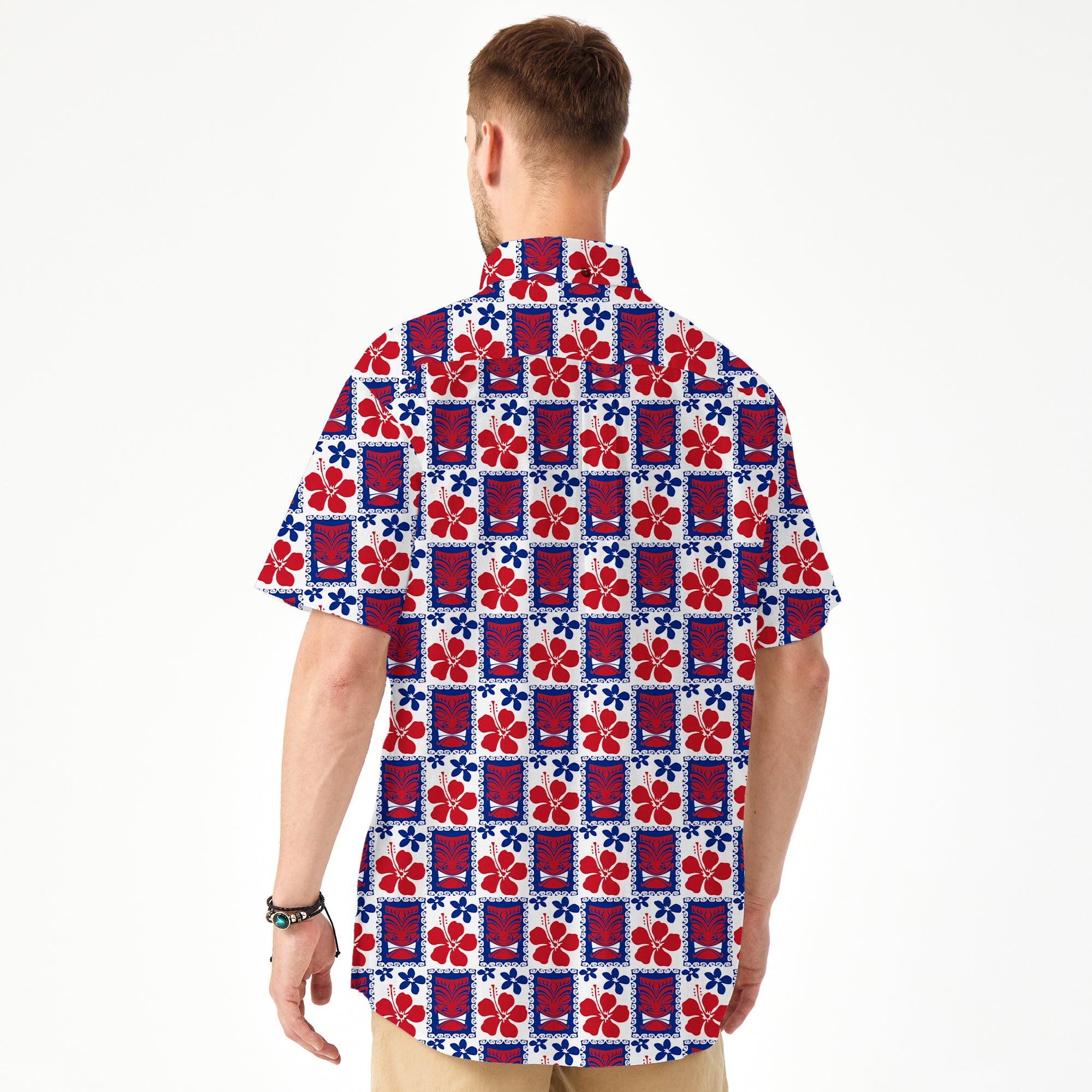 Tiki US Flag Independence Day  - Cotton Hawaii Shirt