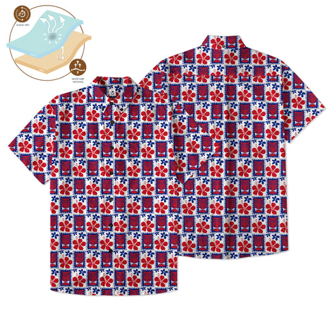 Tiki US Flag Independence Day  - Cotton Hawaii Shirt