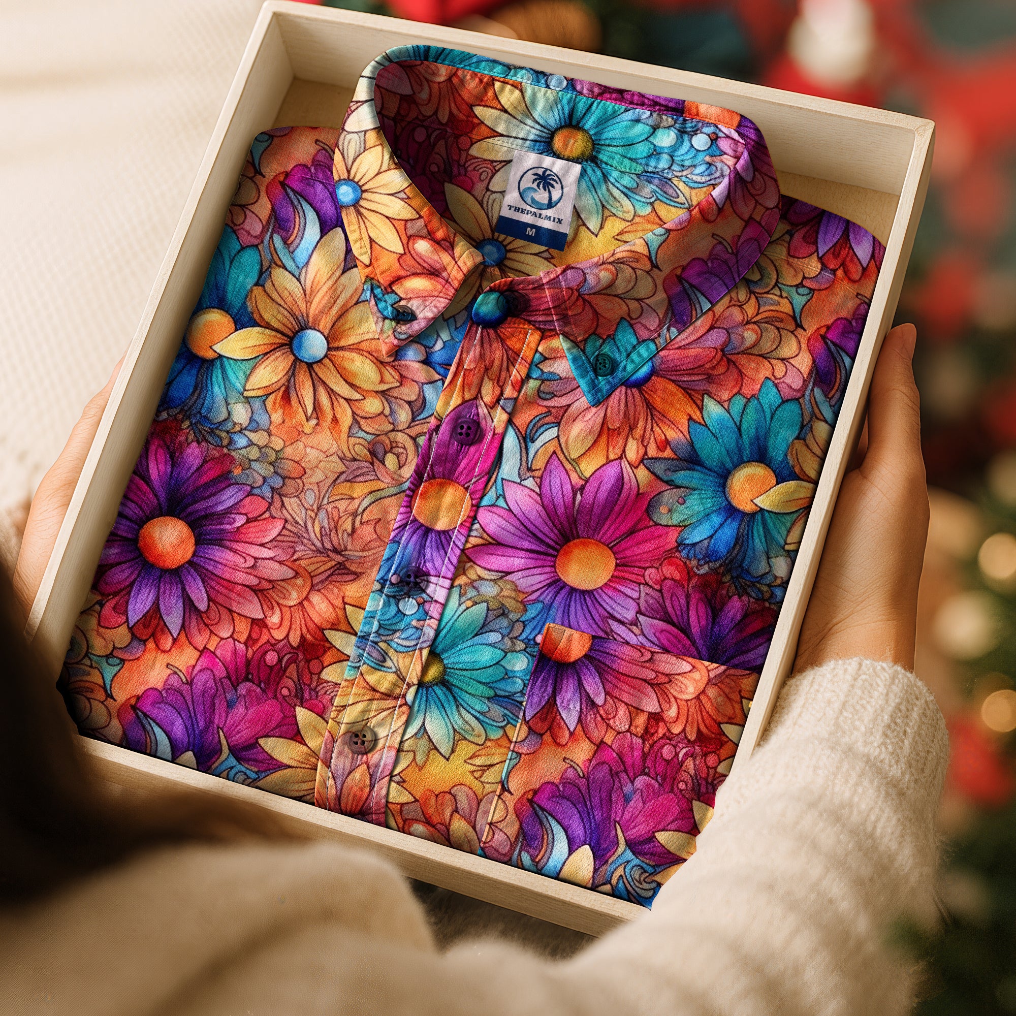 Hippie Flowers Seamless Patterns Hawaii Shirt, Groovy Floral Pattern Hawaiian Shirt