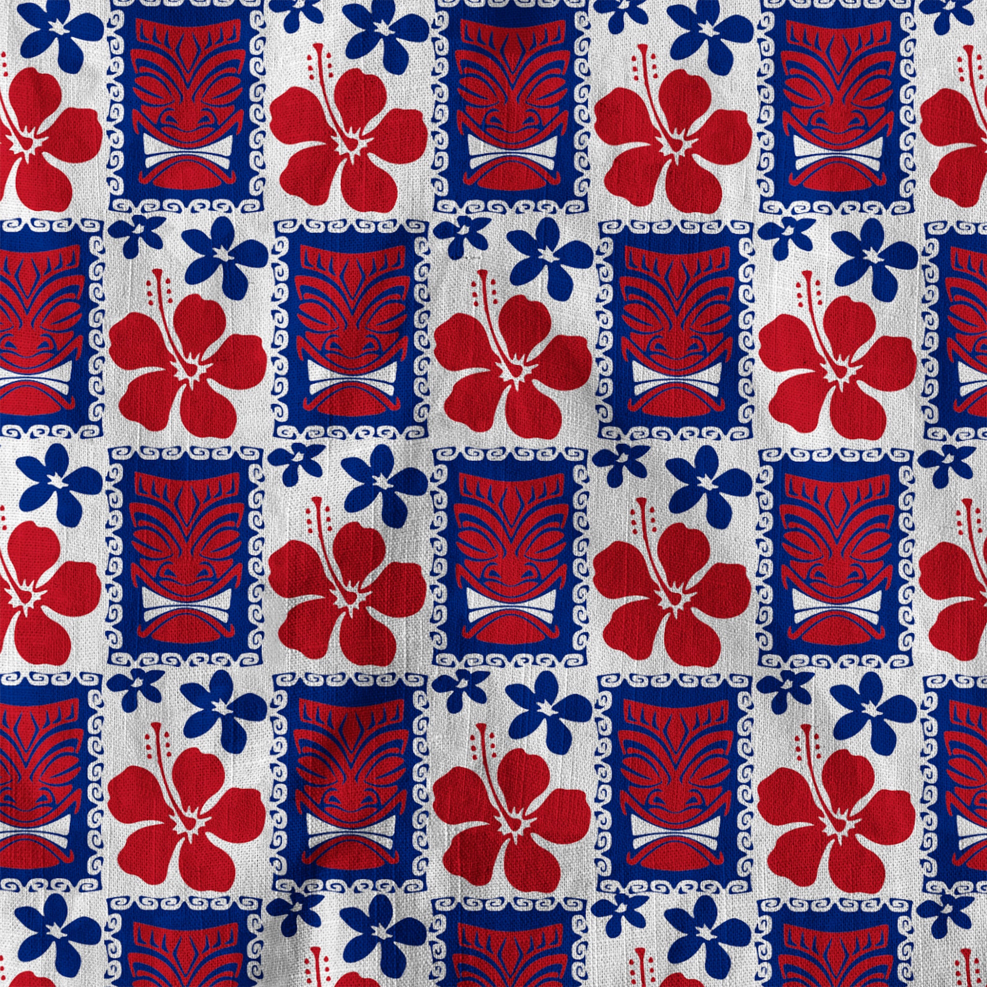 Tiki US Flag Independence Day  - Cotton Hawaii Shirt