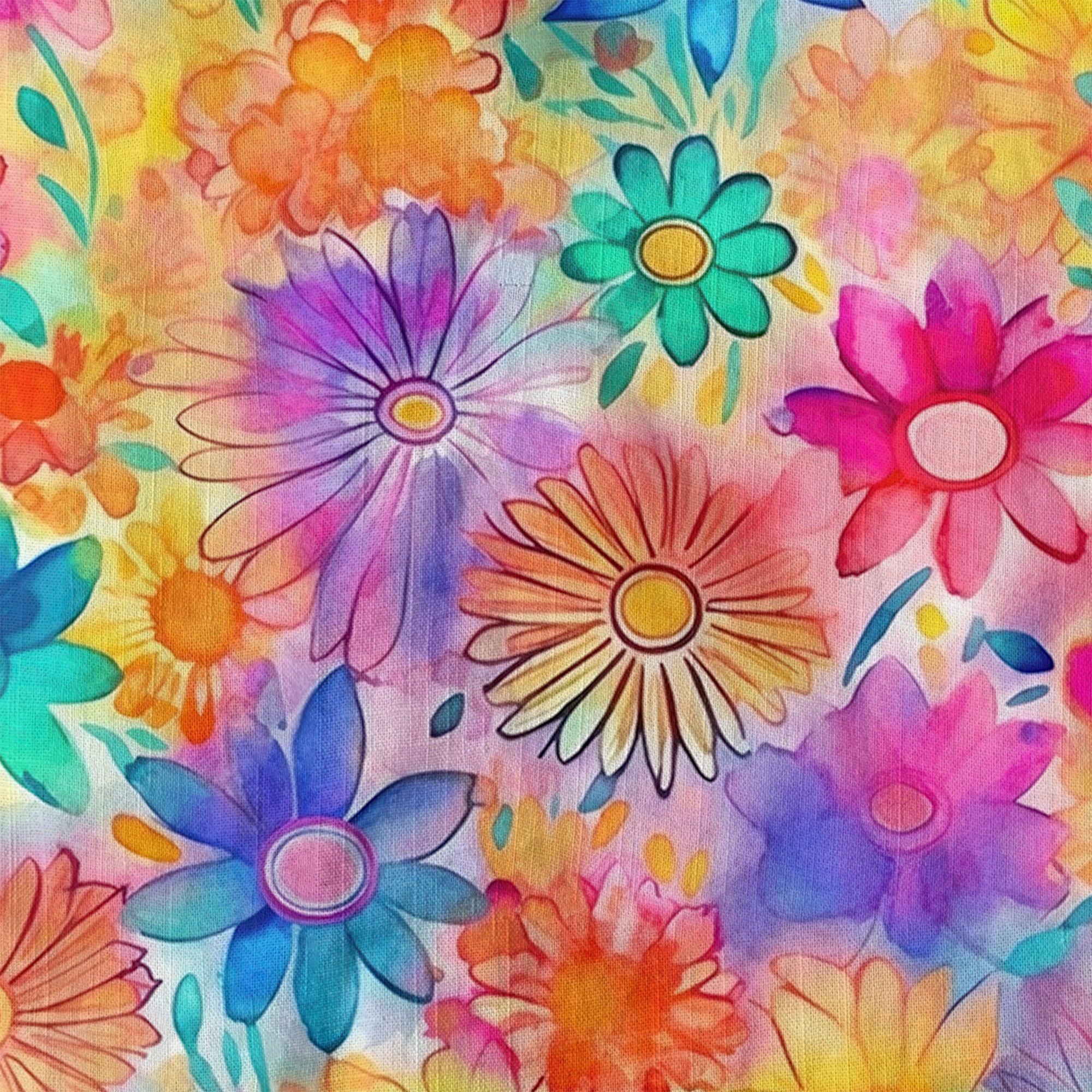 Hippie Flowers Seamless Patterns Hawaii Shirt, Groovy Floral Pattern Hawaiian Shirt