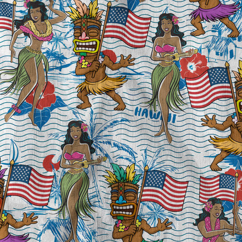 Tiki Mask Independence Day - Cotton Hawaii Shirt